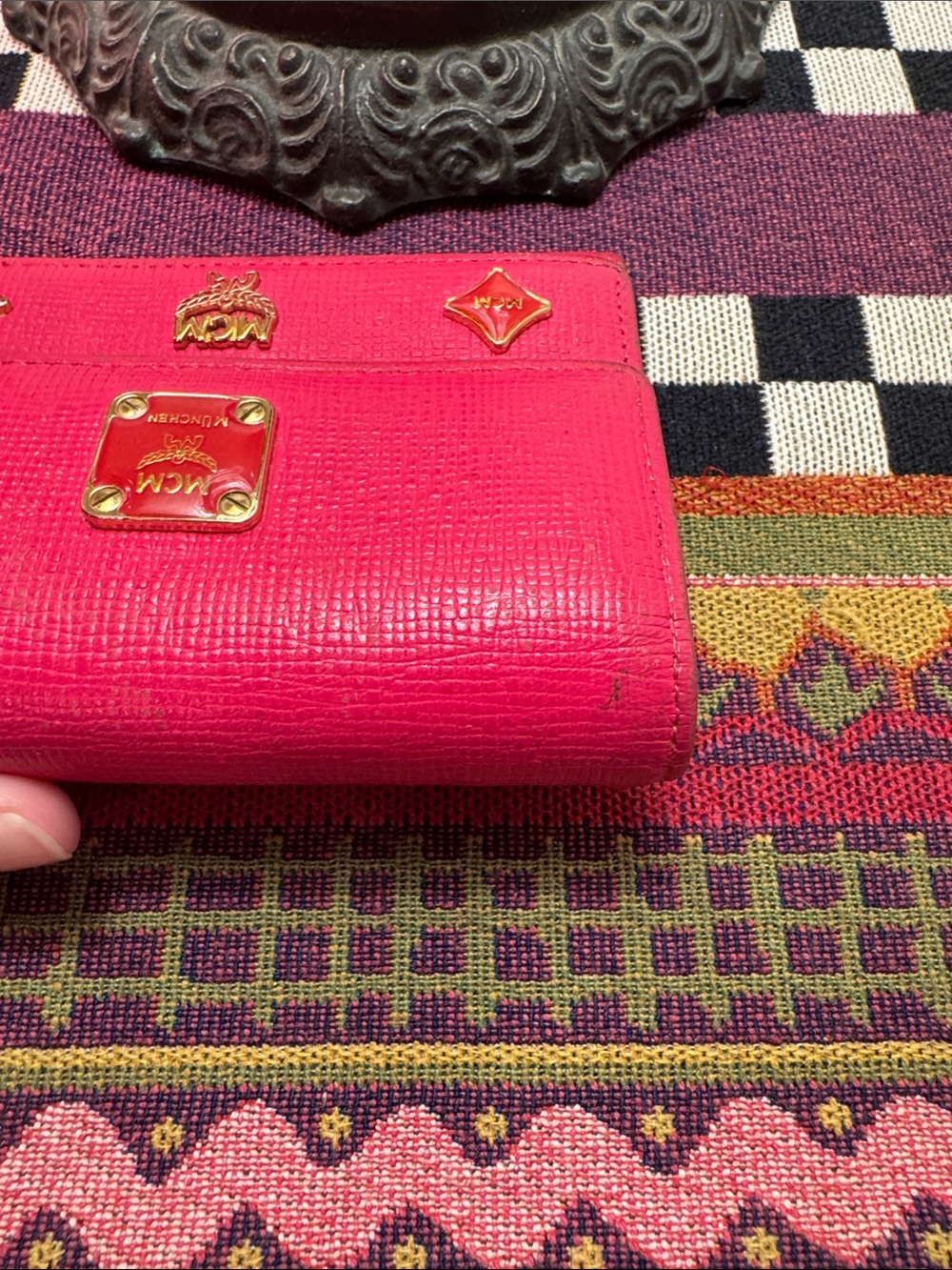 MCM Hot Pink Leather Continental Wallet with Gold Hardware - Picture 3 of 9